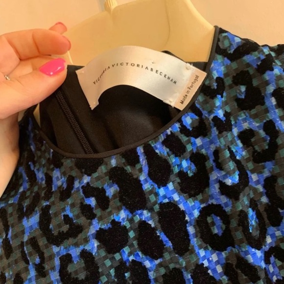Victoria Beckham Blue Leopard Cheetah Silk Dress 2 - Picture 7 of 7